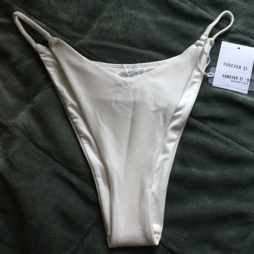 Forever 21 high-leg white bikini bottoms NWT